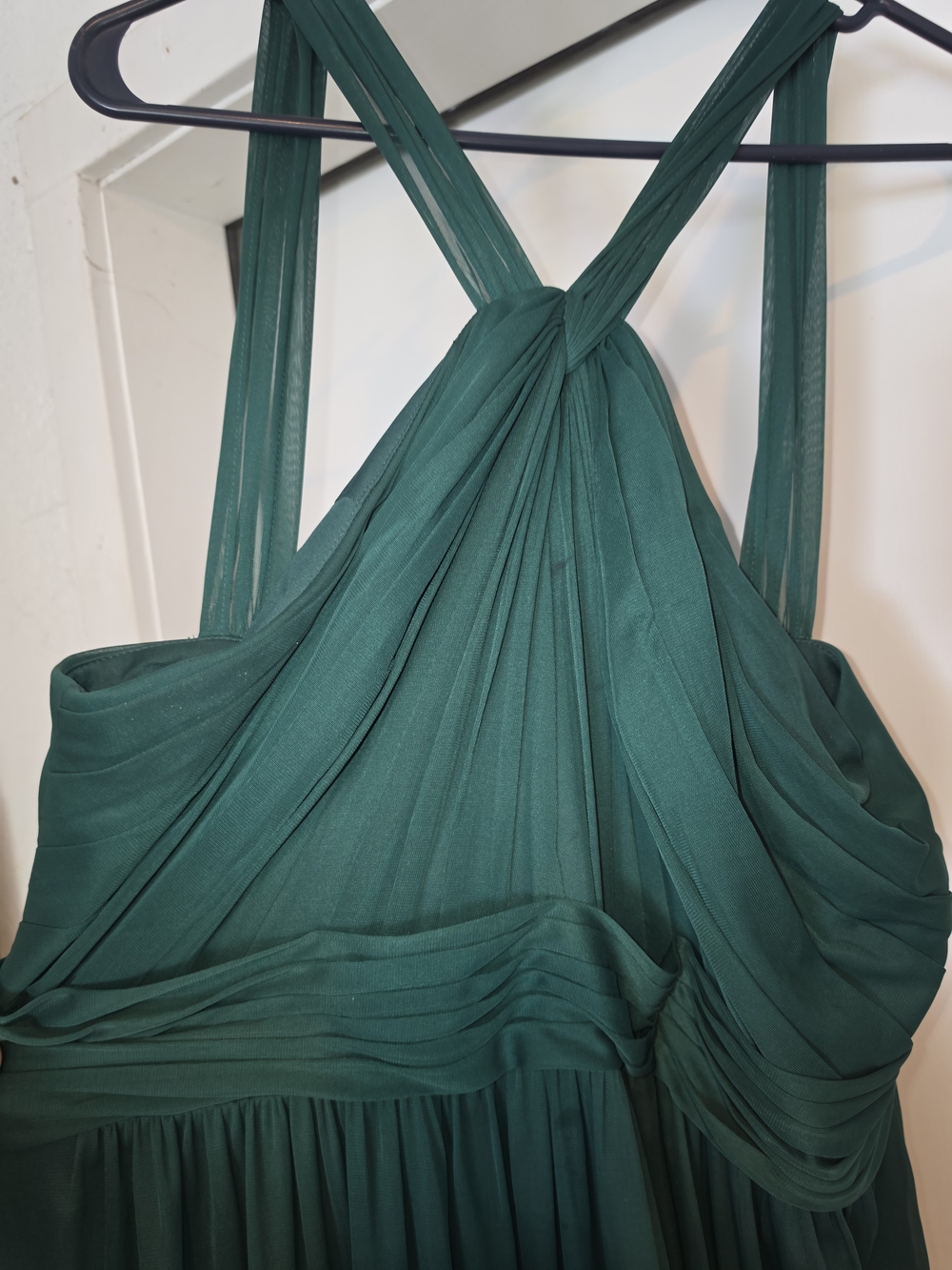 David's Bridal Deep Teal Chiffon V-Neck Dress